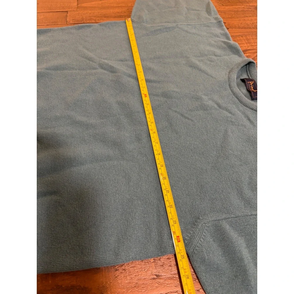 Pringle of Scotland Mens Large Teal Pure New Wool Crewneck Sweater Made Scotland - Picture 7 of 10